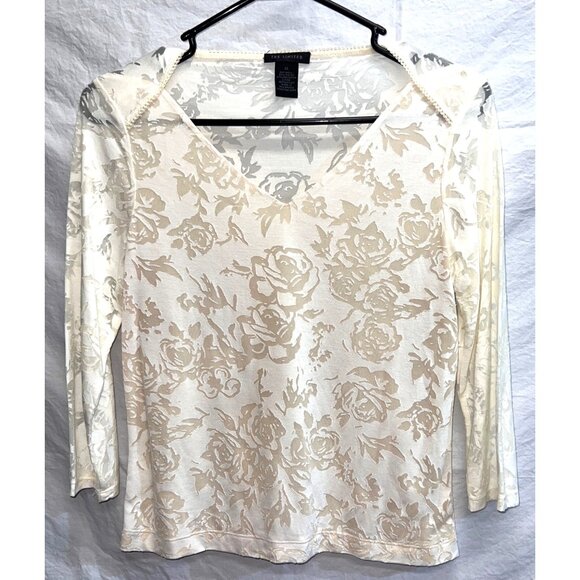 The Limited Tops - The Limited Women's V-Neck Floral Long Sleeve Top Medium